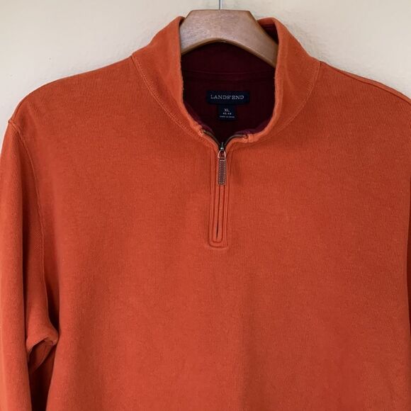 LANDS END- Men’s Burnt Orange Quarter Zip Sweatshirt Pullover XL - Picture 3 of 8